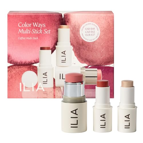 ILIA Multi-Use Makeup Stick Set - Non-Toxic, Vegan, Cruelty-Free, 3 Shades for Cheeks & Lips