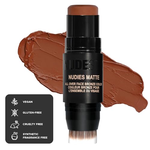 Nudestix Matte Cream Bronzer - Warm Color for Face, Eyes & Lips, Vegan, Gluten-Free - Deep Maple Eh