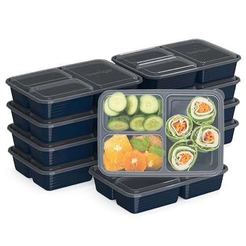 Bentgo Food Storage Container Set - Portion Control, BPA-Free, Microwave Safe - 20-Piece Navy Blue