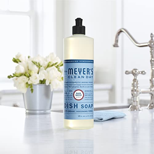 Mrs. Meyer's Liquid Dish Soap - Grease-Cutting, Biodegradable Formula, Rain Water Scent - 16oz