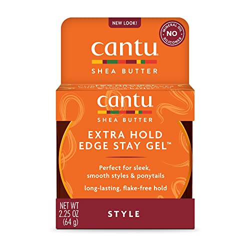 Cantu Extra Hold Edge Stay Gel - Smooths Frizz, Adds Shine with Shea Butter - 2.25 oz