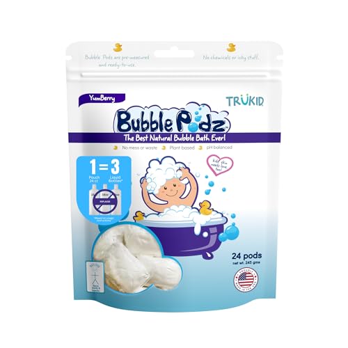 TruKid Bubble Podz - Gentle Yumberry Bubble Bath for Sensitive Skin, 24 Mess-Free Pods