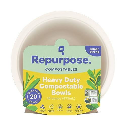 Repurpose 16oz Plant-Based Bowls - Chlorine Free, Upcycled, 20 Count