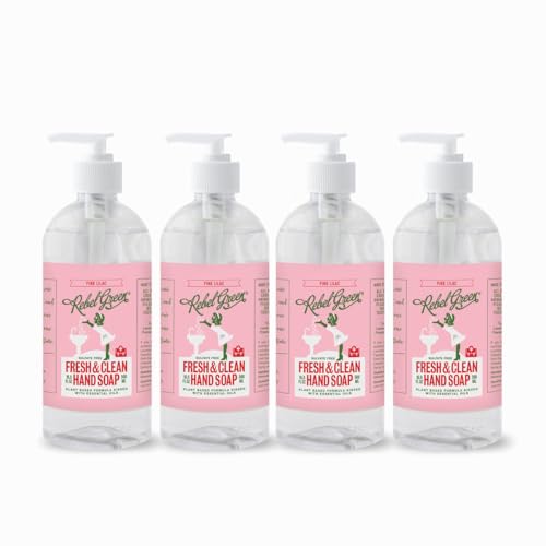 Rebel Green Hand Soap - Nourishing Natural Clean, Fresh Pink Lilac Scent - 4 Pack, 16.9oz