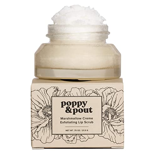 Poppy & Pout Lip Scrub - Moisturizing Exfoliant with Essential Oils, Marshmallow Creme - 2oz