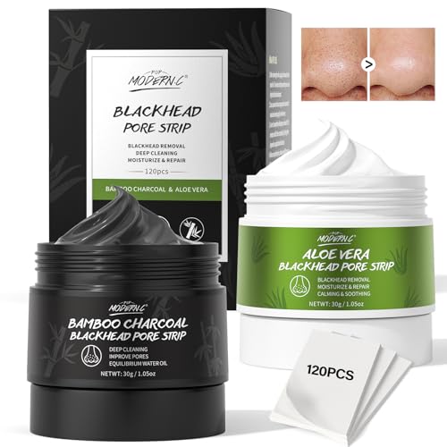 POP MODERN.C Facial Cleansing Kit - Deep Clean Pore Strips with Aloe Vera & Bamboo Charcoal - 120pcs