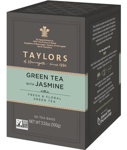 Taylors of Harrogate Green Tea with Jasmine - Floral Infusion, Carbon Neutral Certified - 50 Bags