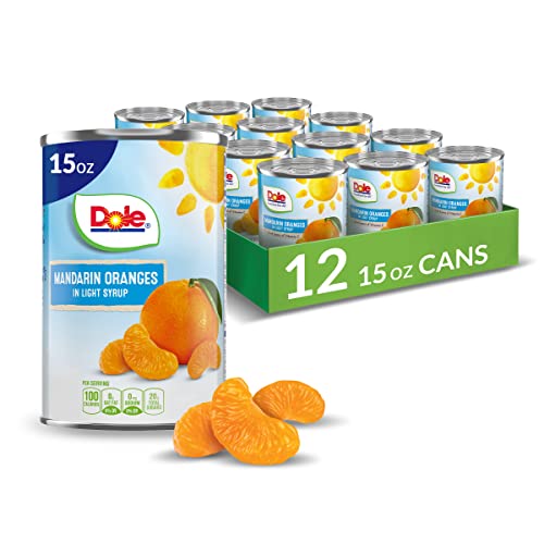 Dole Mandarin Oranges in Light Syrup - Vitamin C Source, Non-GMO, Gluten Free - 15oz, 12 Count