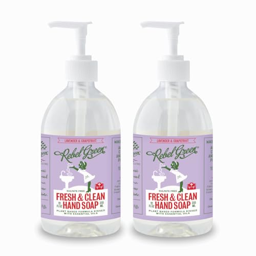 Rebel Green Liquid Hand Soap - Moisturizing Natural Clean, Lavender & Grapefruit - 12 Fl Oz (2 Pack)