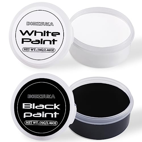 BOBISUKA Body Paint Kit - Non-Toxic Black & White Paint for FX Makeup, 140g Total Capacity