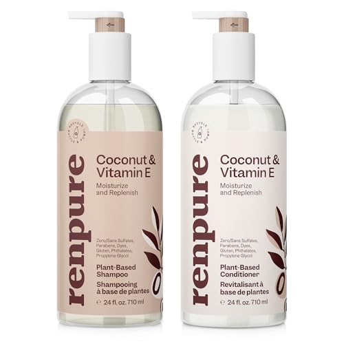 Renpure Coconut & Vitamin E Shampoo & Conditioner Set - Hydrates & Nourishes - 24 Fl Oz Each