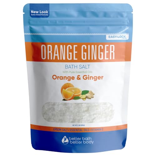 Orange Ginger Bath Salt - Invigorating Aromatherapy, Pure Epsom Salt & Vitamin C - 32oz