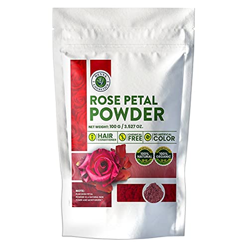 Henna Cosmetics Rose Petal Powder - 100% Organic, Chemical-Free Facial & Hair Mask - 100g