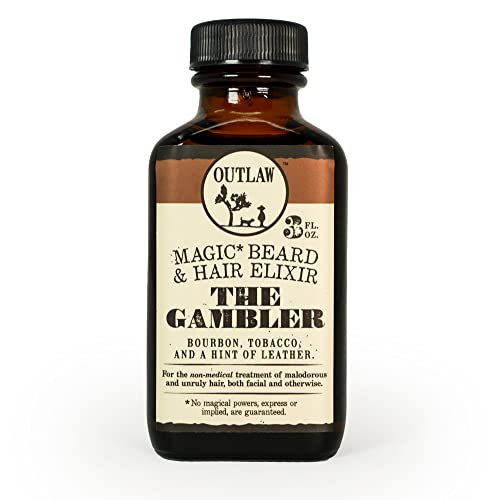 Outlaw Beard Oil - Bold Bourbon, Tobacco & Leather Scent, Gentle for Skin & Hair - 3.4oz