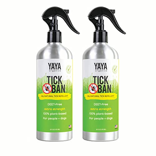 Yaya Organics Tick Ban - Extra Strength Tick Repellent, All-Natural Ingredients - 16oz (2 Pack)