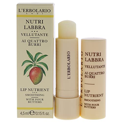 L'Erbolario Lip Balm - Moisturizing Protection, Organic Ingredients, 4 Butters - 0.15 oz