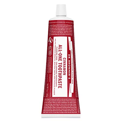 Dr. Bronner’s All-One Toothpaste - 70% Organic, Fluoride-Free, Vegan, Cinnamon Flavor - 5oz