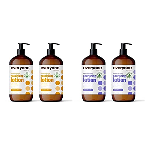 Everyone Nourishing Body Lotion - EWG Verified, Tropical Coconut Lemon & Lavender Aloe - 2 Pack 32oz