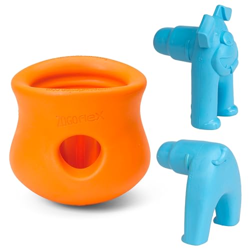 WEST PAW Dog Toy Puzzle - Durable Treat Dispenser, FDA-Compliant, Large, Tangerine - 2 Pack