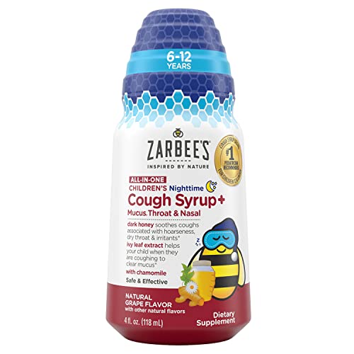 Zarbee's Kids Nighttime Cough Suppressant - Soothes Coughs, Supports Immunity - Grape, 4FL Oz