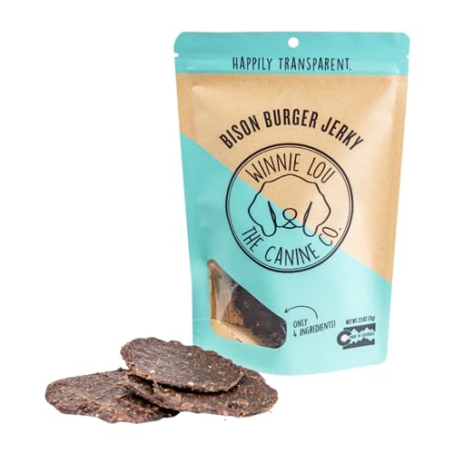 Winnie Lou Jerky Dog Treats - Grain & Gluten Free, All Natural, Human Grade - Bison Burger