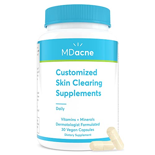 MDacne Vitamins & Minerals Bundle - Reduces Acne, Inflammation & Redness - 30 Vegan Capsules