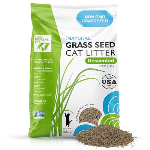 Only Natural Pet Cat Litter - Fast Clumping, Odor Control, Non-GMO Grass Seed - 20 lb Bag