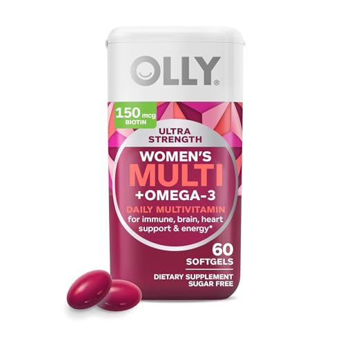 OLLY Ultra Women's Multi Softgels - Immune Support, Omega-3s, Vitamins A, D, C - 60 Count