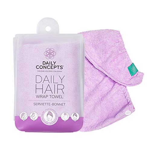 DAILY CONCEPTS Hair Towel Wrap - Quick-Dry, Vegan & Hypoallergenic - Purple, One Size Fits All