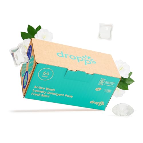 Dropps Activewear Laundry Pods - Tough Stain & Odor Fighter, Biobased Formula, Crisp Breeze - 64ct