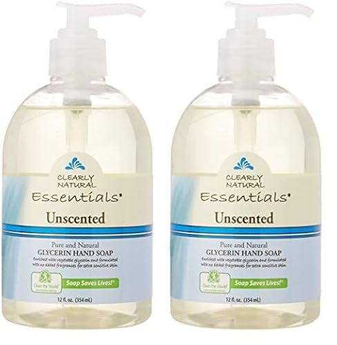 Clearly Natural Hand Soap - Gentle Cleansing, 100% Natural Glycerin - Unscented, 12oz (Pack of 2)