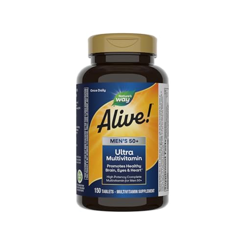 Nature's Way Alive! Men's 50+ Multivitamin - Supports Brain, Heart & Eye Health - 150 Tablets