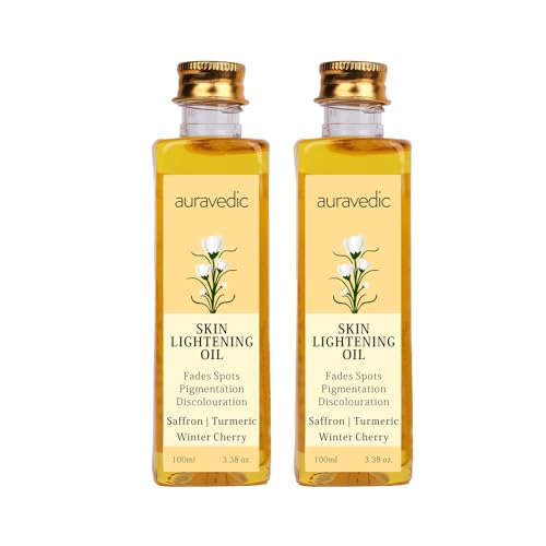 Auravedic Body Oil - Nourishing Dry Skin Moisturizer with Saffron & Turmeric - 3.38 Fl Oz (2 Pack)