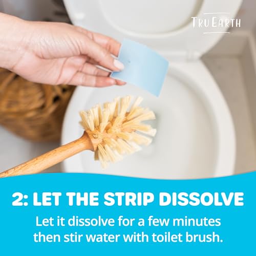 Tru Earth Toilet Bowl Cleaner Strips - Septic-Safe, Plastic Jug-Free, Easy Use - 24 Strips