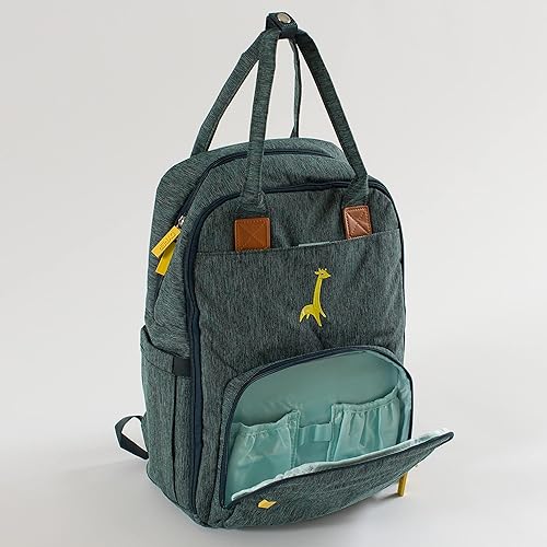 DYPER Diaper Tote Backpack - Organizes Essentials, Recycled Materials, Changing Pad - Green Melange