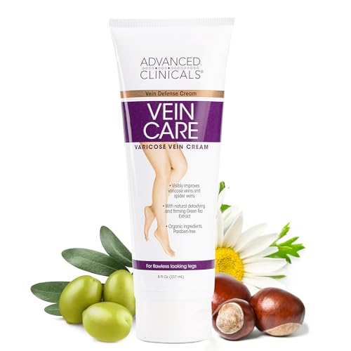 Advanced Clinicals Body Cream - Relieves Varicose & Spider Veins, Improves Circulation - 8 Fl Oz