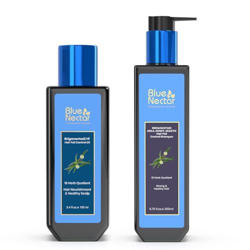 Blue Nectar Hair Care Set - Revitalize & Strengthen with Herbal Cleanser & Oil Bundle - 100ml