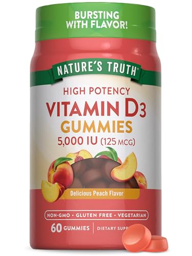 Nature's Truth Vitamin D3 Gummies - Supports Immune Health, Vegetarian & Non-GMO - 60 Peach Gummies