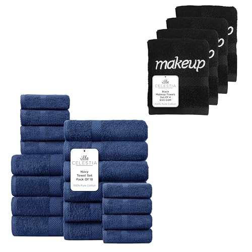 Pure Cotton Towel Set - Ultra Absorbent, Soft, Chemical-Free, Luxury for Home & Spa - 22 Pack