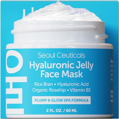 SeoulCeuticals Hyaluronic Acid Jelly Face Mask - Hydrates & Plumps, Rosehip & Rice Bran - 2oz