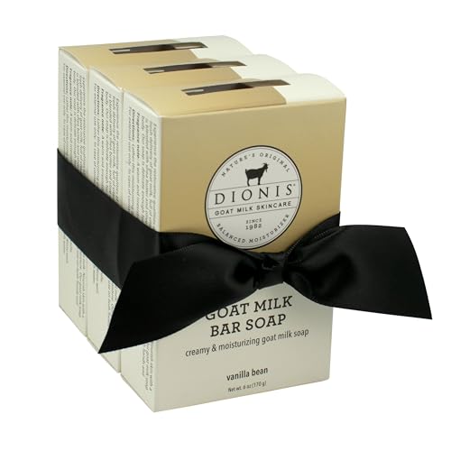 Dionis Goat Milk Soap Set - Nourishing Shea Butter & Olive Oil, Vanilla Bean Scent - 3 Bars