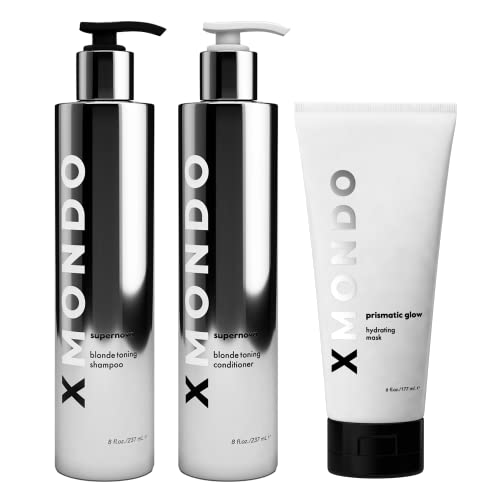 XMONDO Hair Care Set - Reduces Yellow Tones, Hydration, Vegan - Shampoo, Conditioner, Mask 3pc