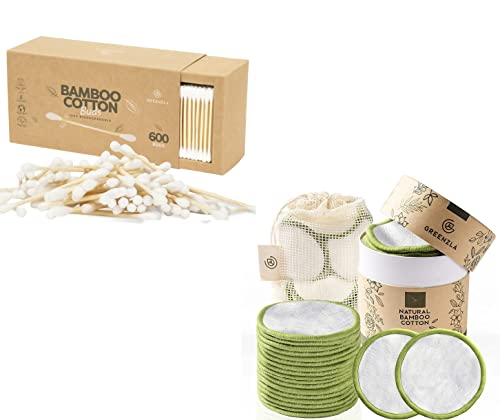 Greenzla Bamboo & Cotton Washable Rounds - Biodegradable, Hypoallergenic, 620 Count Bundle