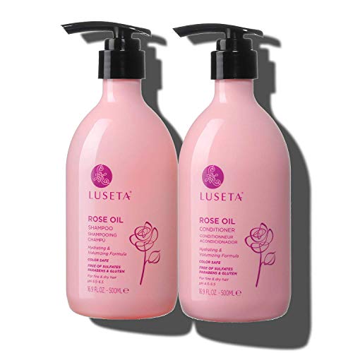 Luseta Rose Oil Shampoo - Volumizing, Hydrating, Color Safe, Vegan - 12oz