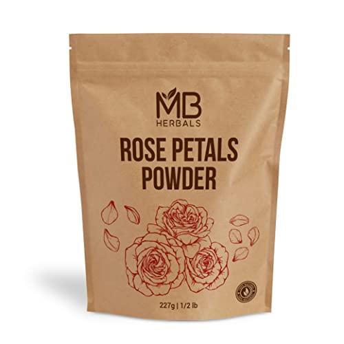 MB Herbals Rose Petals Powder - 100% Pure for Natural Face Packs & Masks - 8 oz