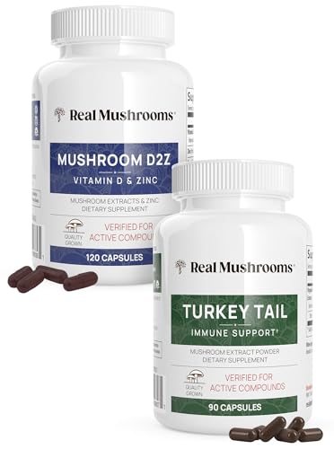 Real Mushrooms Mushroom Supplement - Immune Strength with Beta-Glucans, Vegan & Non-GMO - 210ct