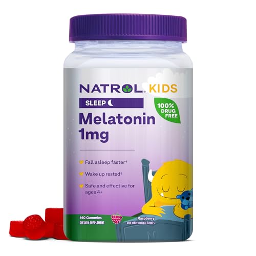 Natrol Kids Sleep Supplement - Raspberry Melatonin Gummies, Vegetarian, 140 Count