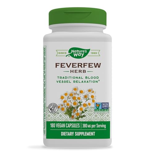 Nature's Way Feverfew Herbal Supplement - Supports Blood Vessel Relaxation, Non-GMO - 180 Vegan Caps