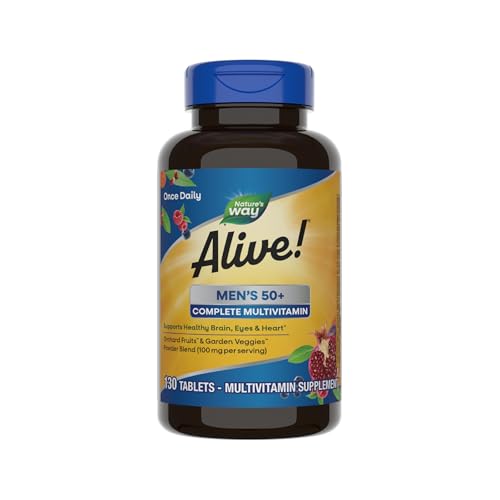 Nature’s Way Alive! Men’s 50+ Multivitamin - Supports Heart, Energy & Immune Health - 130 Tablets