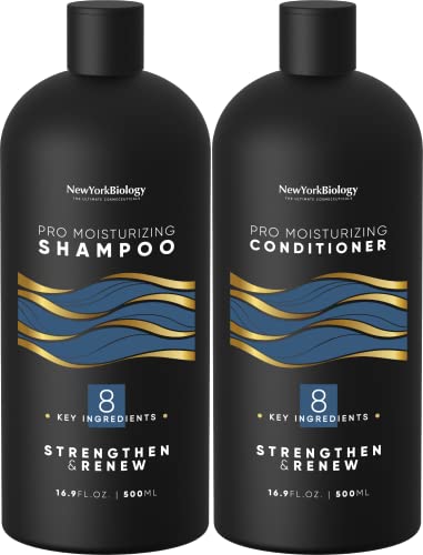 New York Biology Moisturizing Shampoo & Conditioner Set - Hydrates, Strengthens, Color Safe - 16.9oz